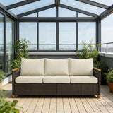 Wicker Patio Sofa,3 Seater Outdoor Couch Sofa,Wide Deep Seat Sofa