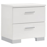 Dulcey White High Gloss 2-Drawer Nightstand: Modern Storage Solution with Sleek Finish, Durable Wood Frame, and Compact Design