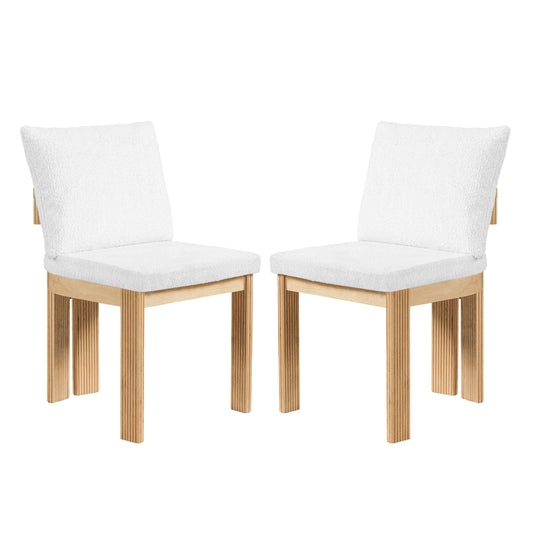 Indoor Boucle Dining Chair Set of 2, Rubber Wood Frame, Plush Beige Boucle Seating, 250lbs Weight Capacity for Kitchen & Dining Room