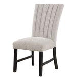 Classic Parson Chair Gray Boucle Fabric 2pc Dining Side Chairs Nalihead Trim Black Solid wood Legs Dining Room Furniture