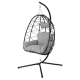 Hanging Egg Chair with Stand Indoor Outdoor PE Wicker Swing Hammock Chair with Washable Cushion for Patio Bedroom Balcony Garden