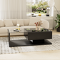 Coffee Table, High-Gloss Black, Side Tables, Coffee Tables with Glass and LED Effect