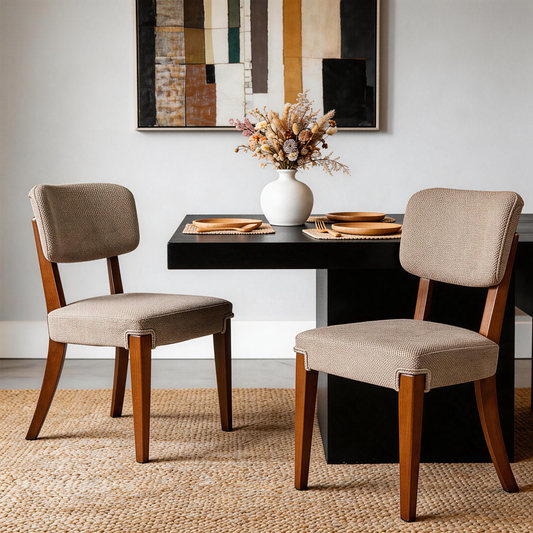 Modern Armless Dining Chairs Set of 2, Brown, Contemporary Side Chairs with Wood Legs - Versatile Accent Chairs for Dining Room, Kitchen, or Living Room