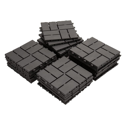Patio Interlocking Deck Tiles, 12'x12' Square Composite Decking Tiles, Checked Plastic Outdoor Flooring Tile All Weather for Balcony Porch Backyard, (Gray, Pack of 27)