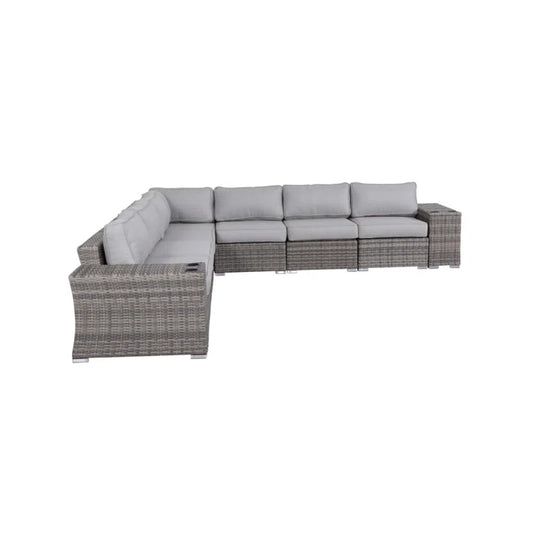Fully Assembled Outdoor Wicker Patio Sofa - Quick Setup Grey Mix Wicker 130x130