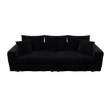 82.7 ' Plush Corduroy 3-Seat Sofa,Modern Comfy Upholstered Sofa Cloud Couch,Deep Seat Couches with Soft Pillows,Convertible Deep Seat Sofa Lounge Chair for Living Room Bedroom,Apartment,Office,Black