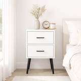 2-Drawer Nightstand with Metal Legs and Metal Handles, Modern White Bedside Table, Small End Table for Bedroom, Living Room or Apartment