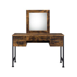 4 Storage Drawers Vanity Set with Mirror, Rustic Oak and Black