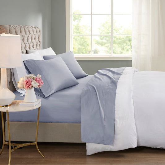 4-Piece Full Cooling Cotton Blend Sheet Set, Blue