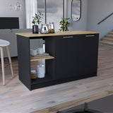 Juniper Kitchen Island with Large Top Surface, Double Door Cabinet, and Open Shelves