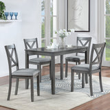 Wooden Dining Rectangular Table set for 4,Kitchen Dining Table for Small Space,Gray