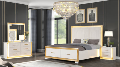 OBSESSION Contemporary Style 4PC King Bedroom Set Made with Wood & Gold Finish(NJ INVENTORY)