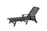 Patio Lounge Chair Outdoor, HDPE Outdoor Chaise Lounge with Reclining Backrest, Pool Lounger Chair for Outside, Poolside, Sunbathing Tanning, Black