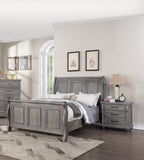 Antique Gray Oak Finish Sleigh Design Headboard FB 3pc Set California King Size 2x Nightstands Bedroom Furniture
