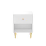 23.22''H White MDF Wooden Nightstand with One Drawer and One Shelf for Kids and Adults