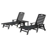 Pool Lounge Chairs Set of 2 with Table, HDPE Outdoor Chaise Lounge Chairs for Outside, Pool Loungers for Poolside, Patio, Sunbathing Tanning, Black