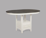 1pc Casual Counter Height Kitchen 18' Extendable Leaf Storage Table Pedestal Base Design Wooden Dining Room Two-Tone Finish Chalk Grey