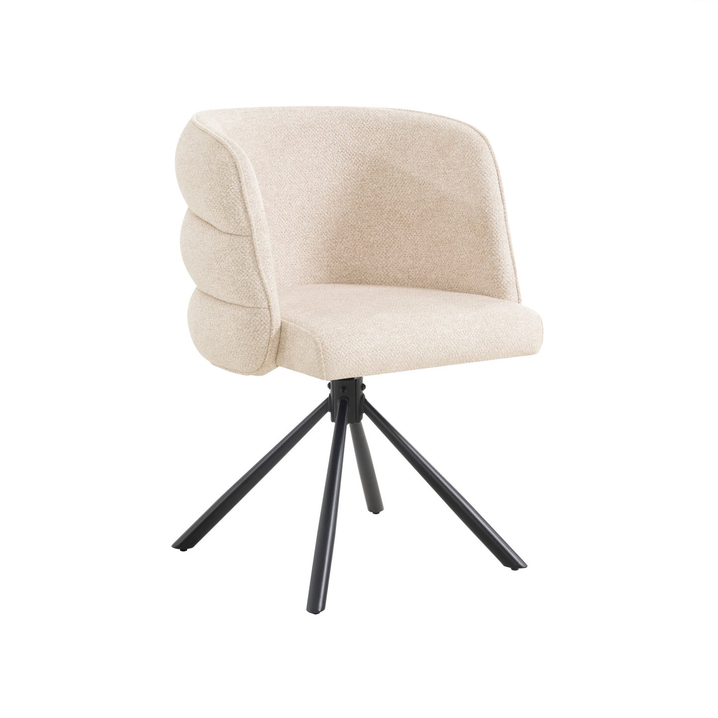 Modern 270° Swivel Upholstered Desk Chairs Set of 2 in Beige, Chenille Fabric with Metal Base for Home Office, Bedroom, Living Room, Study, Dining Room