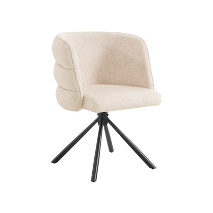 Modern 270° Swivel Upholstered Desk Chairs Set of 2 in Beige, Chenille Fabric with Metal Base for Home Office, Bedroom, Living Room, Study, Dining Room