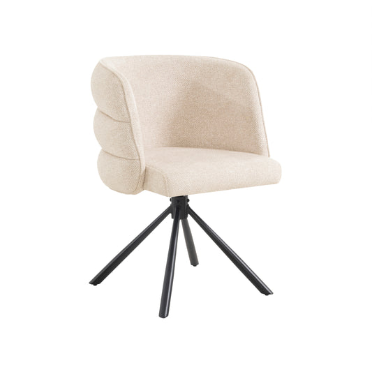 Modern 270° Swivel Upholstered Desk Chairs Set of 2 in Beige, Chenille Fabric with Metal Base for Home Office, Bedroom, Living Room, Study, Dining Room