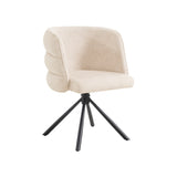 Modern 270° Swivel Upholstered Desk Chairs Set of 2 in Beige, Chenille Fabric with Metal Base for Home Office, Bedroom, Living Room, Study, Dining Room