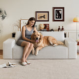63' 2Setaser Sofa,Corduroy Fabric,Deep Seat Couches,Comfy Loveseat Sofa,No Assembly,1pcs for Living room, Bedroom,Conference room ,Apartment,White