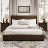 Solid Wood Platform Bed Frame with Headboard, No Box Spring Needed, Floor-standing bed, Easy Assembly, King Size, Walnut
