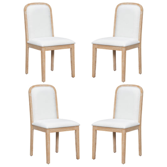 TREXM Vintage Style Dining Chair Set with 4 Upholstered Chairs for Dining Room and Living Room (Natural Wood Wash)