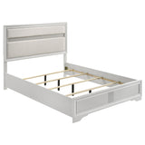 Annie White Modern Glam Queen Bedroom Set with Glitter Accents, White Finish, Wood and Fabric Construction