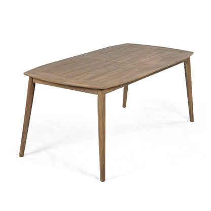 Acacia Wood Dining Table 8-Person Outdoor Table, Farmhouse Furniture for Patio, Garden, Backyard, Light Brown 180 LBS Weight Capacity 70.75'L