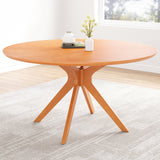 47.2' Solid Wood Round Dining Kitchen Table for 4-6 People with Intersecting Pedestal Base