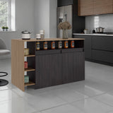 Abril Kitchen Island with Storage Cabinet, Shelves and Appliance Space