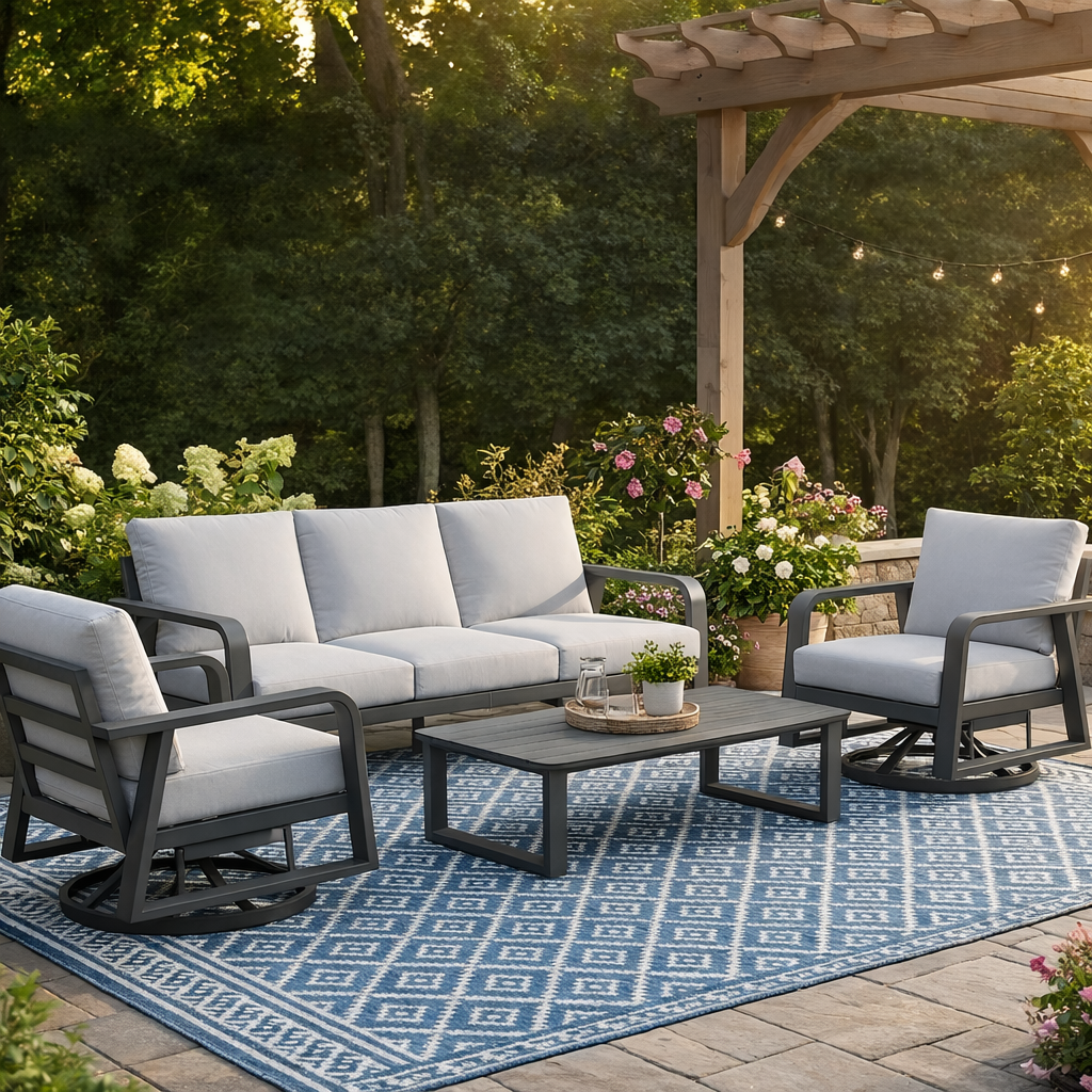 FR One three-seater sofa + two swivel chairs + one coffee table-LINE2