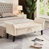 51.5' Bed Bench with Storage Beige Velvet