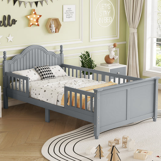 Twin Size Bed For Kids, Wood Twin Platform Bed with Headboard and Footboard, Gray (Expect Arrival Date 2026/2/17)