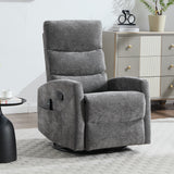 Heat Massage Manual Recliner Chair with Rocker and Swivel in Fabric for Living Room, GREY
