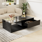 Coffee Table, High-Gloss Black, Side Tables, Coffee Tables with Glass and LED Effect