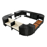 Spa Surround Quadrilateral Outdoor Rattan Sectional Sofa Set with Mini Sofa and Storage, Beige, Steel Frame