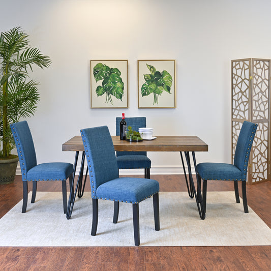 Amisos 5-Piece Dining Set, Hairpin Dining Table with 4 Chairs, 3 Color Options