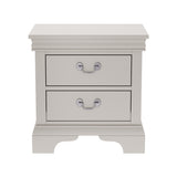 Classic Wooden Nightstand White with Two Drawers, Solid Wood+MDF, 22' x 16' x 22.7'