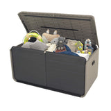 Resin Deck Box 160 Gallons, Large Heavy-Duty Outdoor Storage Box, Lockable & Waterproof Patio Outside Storage Box for Patio Furniture, Tools, Pool Supplies