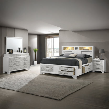 Soul Modern Style Queen 4PC Bedroom Set Made with wood in White(NJ Inventory)