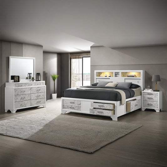 Soul Modern Style Queen 4PC Bedroom Set Made with wood in White(NJ Inventory)