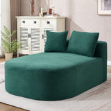 67.5''Chaise Lounge Chair 46'' Wide Seat Indoor Corduroy Oversized Sleeper Sofa for Living Room Deep Seat Lounge and Two Soft Pillows Convertible Boneless Sofa Bed, Green,No Assembly Required