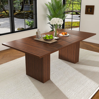 78 Inch Long Dining Table with Storage Base in Natural Wood Veneer, Rectangular MDF Farmhouse Table for 6, Modern Rustic Kitchen Table for Dining Room