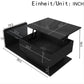 Coffee table, high-gloss black, side table, coffee table with glass and LED effect, with glass top