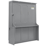 Modern Gray Queen Size Murphy Bed with Desk, LED Lights & USB Charging Station - Space-Saving Multi-Functional Furniture