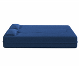 Modern Floor Sofa with 2 Pillows,Convertible Teddy Fabric Foam Filled Sleeper Sofa Bed,15 ' Full Size Folding Mattress for Living Room,Guest Bed,Playroom,no assembly required,Blue
