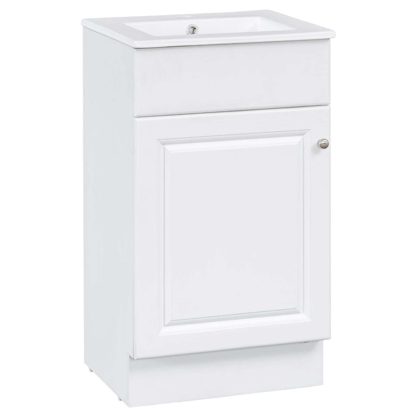 White 18' Bathroom Vanity with Sink, MDF & Ceramic, Adjustable Shelf, 18'L x 16'W x 32'H