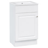 White 18' Bathroom Vanity with Sink, MDF & Ceramic, Adjustable Shelf, 18'L x 16'W x 32'H